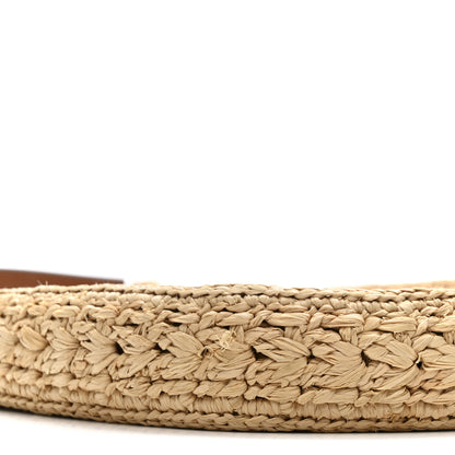 Celine Raffia Calfskin Triomphe Panier Hobo Bag Natural Tan 9 of 10