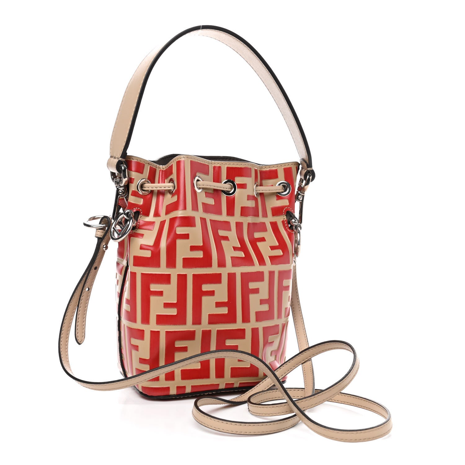 Fendi Vitello Liberty F is Fendi FF Embossed Mini Mon Tresor Bucket Bag Amido Fiamma 2 of 4