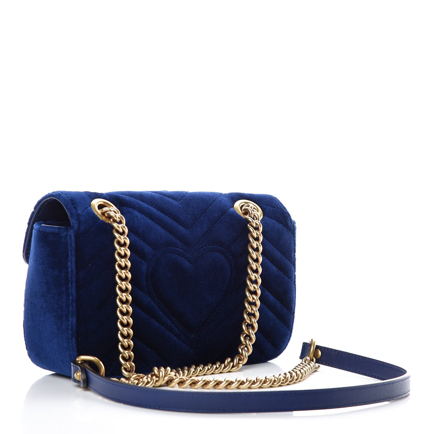 Velvet Matelasse Mini GG Marmont Shoulder Bag Cobalt Blue