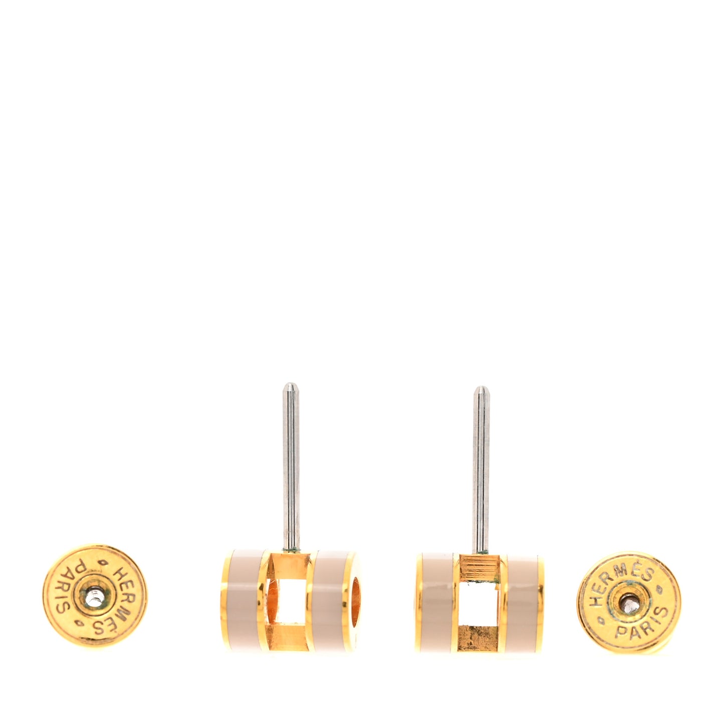 Gold Lacquered Mini Pop H Earrings Marron Glace