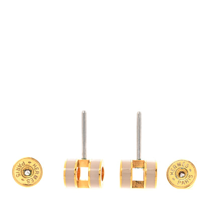 Hermes Gold Lacquered Mini Pop H Earrings Marron Glace 3 of 6