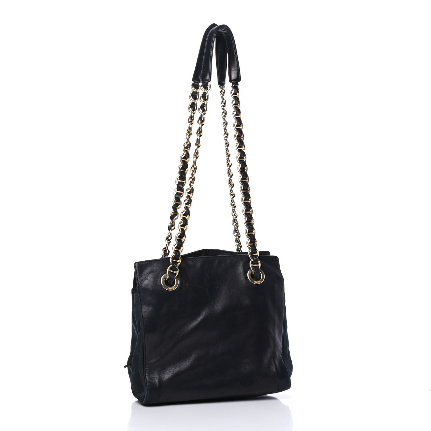 Nappa Tessuto Nylon Chain Tote Navy