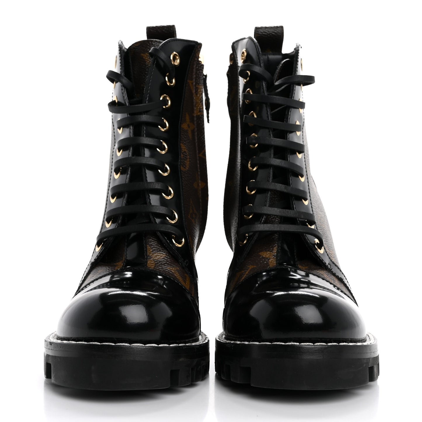Patent Calfskin Monogram Star Trail Ankle Boots 37 Black