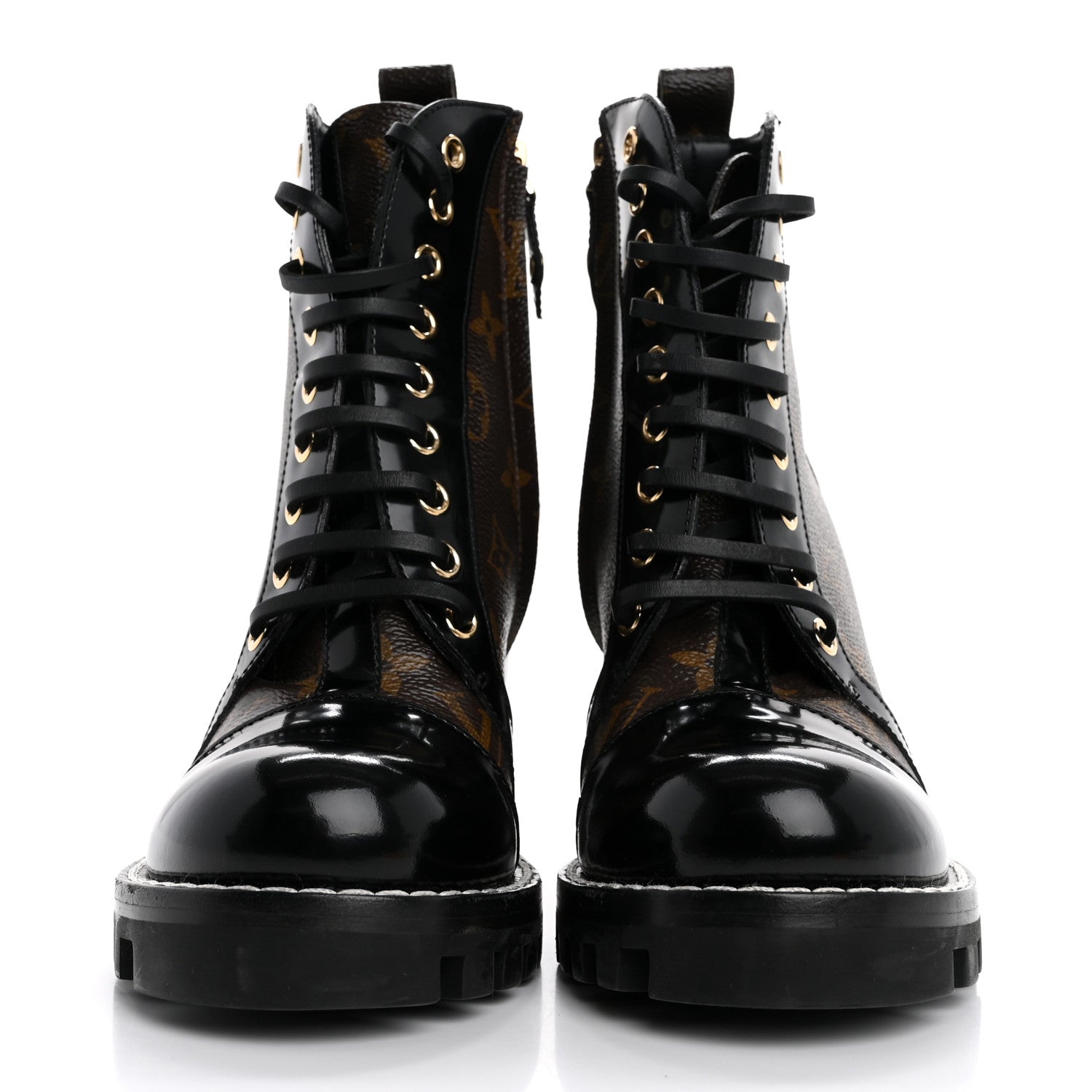 Louis Vuitton Patent Calfskin Monogram Star Trail Ankle Boots 37 Black 3 of 10