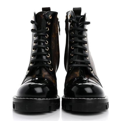 Louis Vuitton Patent Calfskin Monogram Star Trail Ankle Boots 37 Black 3 of 10