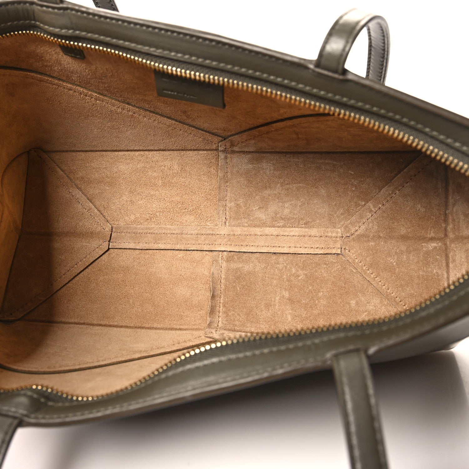 Loewe Shiny Calfskin Mini Cropped Puzzle Fold Tote Dark Khaki Green 5 of 10