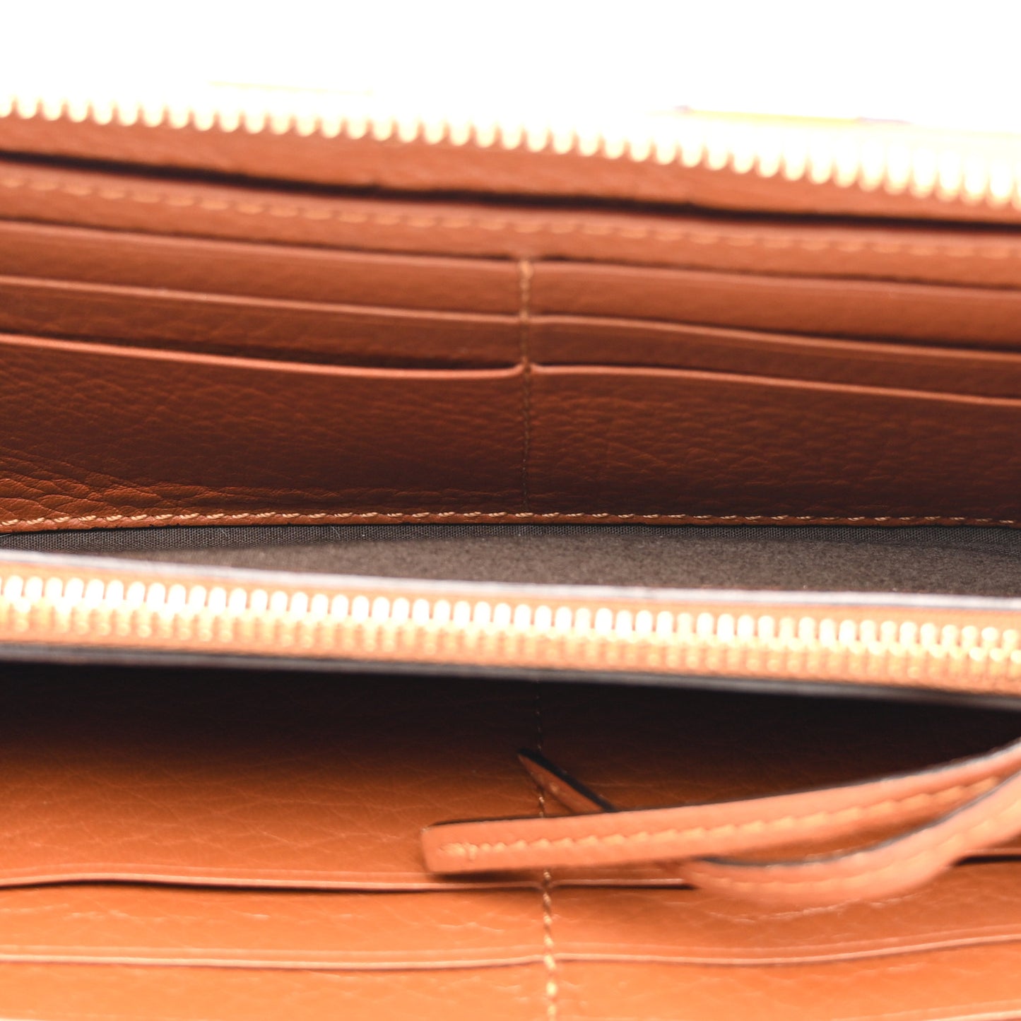 Grained Calfskin Marcie Long Zip Around Wallet Tan