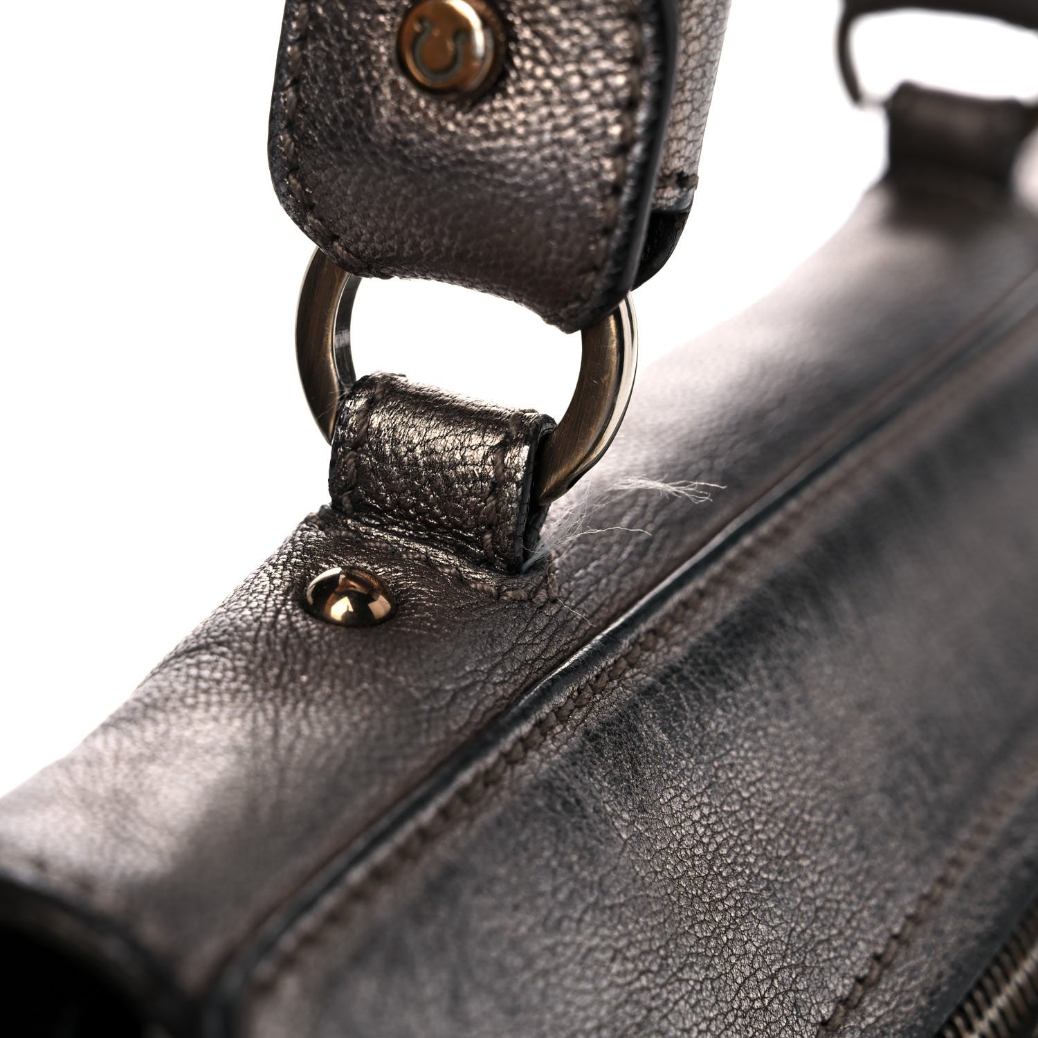 Salvatore Ferragamo Metallic Grained Calfskin Sofia Satchel Silver 23 of 39