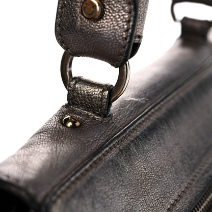 Salvatore Ferragamo Metallic Grained Calfskin Sofia Satchel Silver 23 of 39