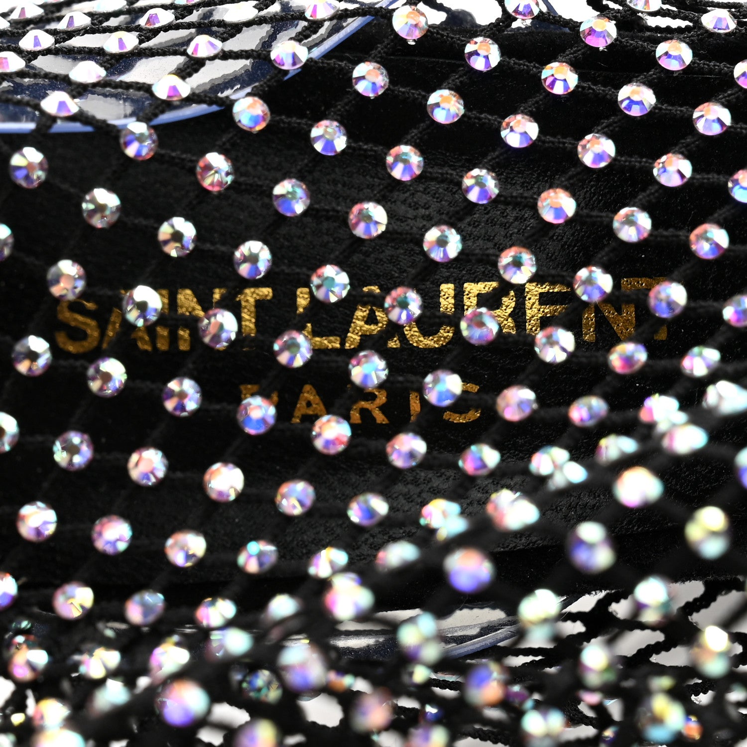 Saint Laurent Mesh Crystal 68 Knee High Boots 38.5 Pink Black 6 of 10