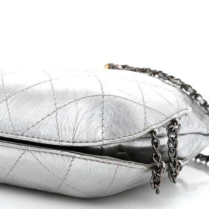 Chanel Metallic Aged Calfskin Quilted Small Gabrielle Bucket Silver 10 of 11