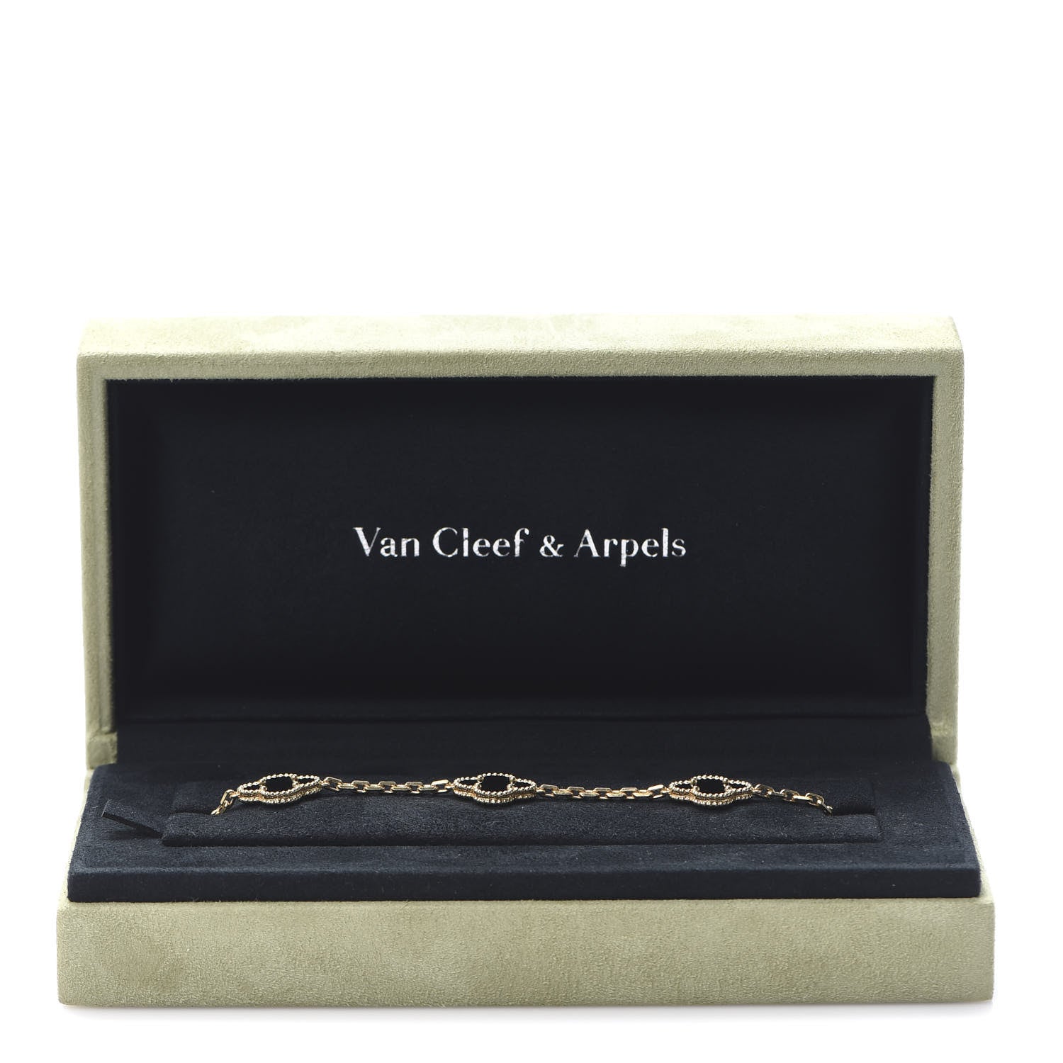 Van Cleef & Arpels 18K Yellow Gold Black Onyx 5 Motifs Vintage Alhambra Bracelet 7 of 7