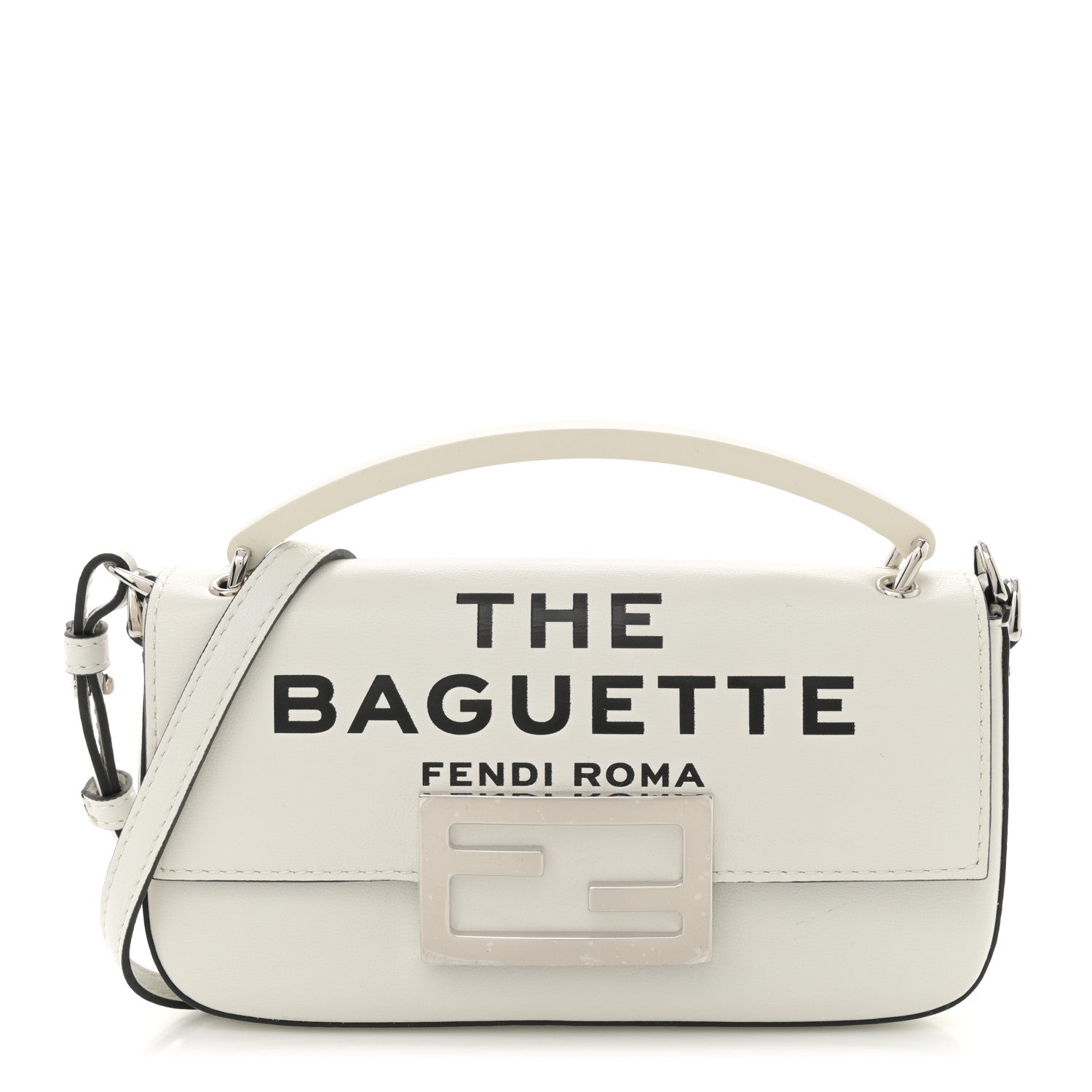 Fendi X MARC JACOBS Nappa Logo Phone Baguette White Black 1 of 10