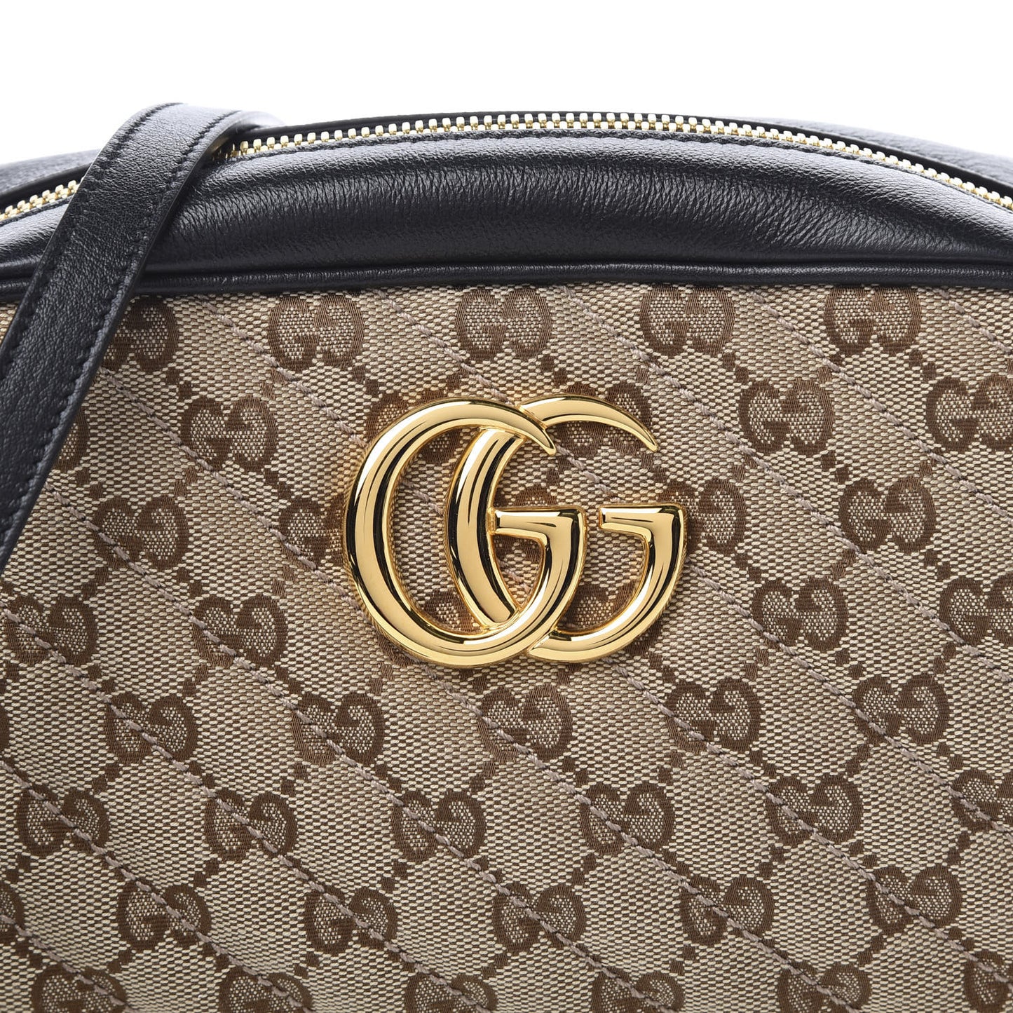 Monogram Matelasse Diagonal Small GG Marmont Chain Shoulder Bag Beige Black