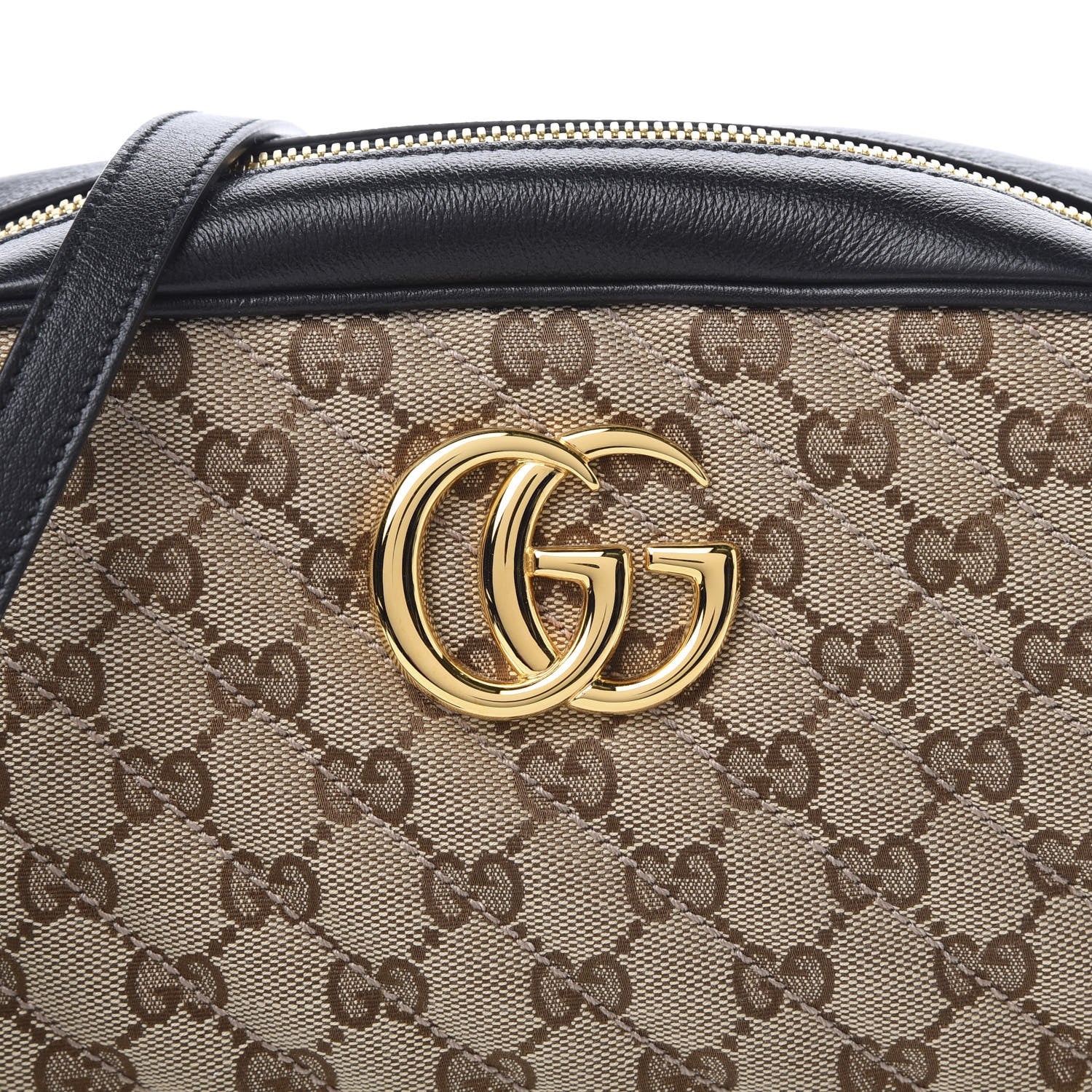 Gucci Monogram Matelasse Diagonal Small GG Marmont Chain Shoulder Bag Beige Black 10 of 11