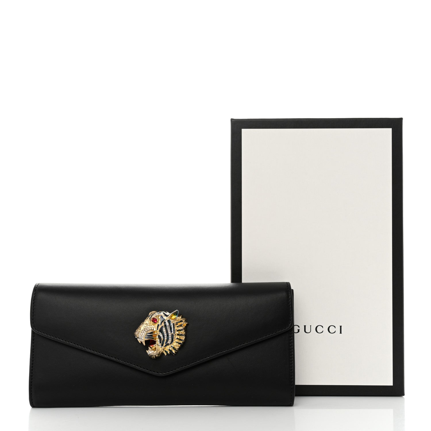 Gucci Calfskin Rajah Broadway Envelope Clutch Black 7 of 7