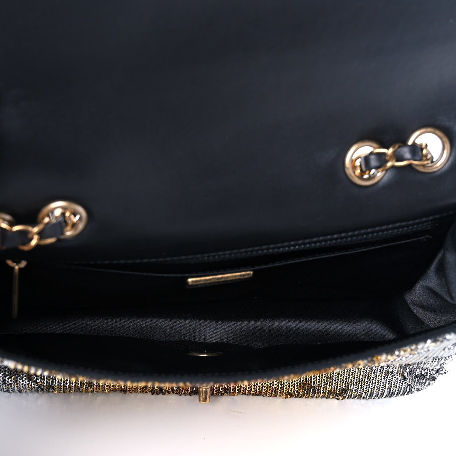 Chanel Sequin Medium Single Flap Silver Gold 5 of 10