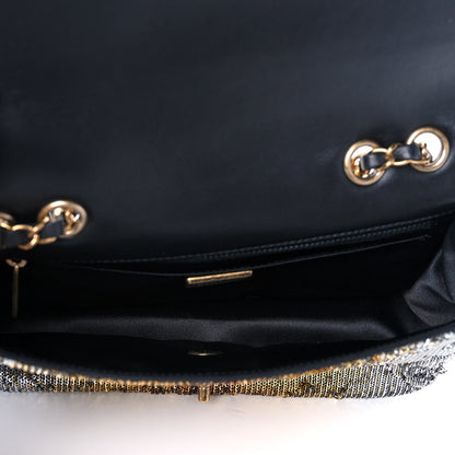 Chanel Sequin Medium Single Flap Silver Gold 5 of 10
