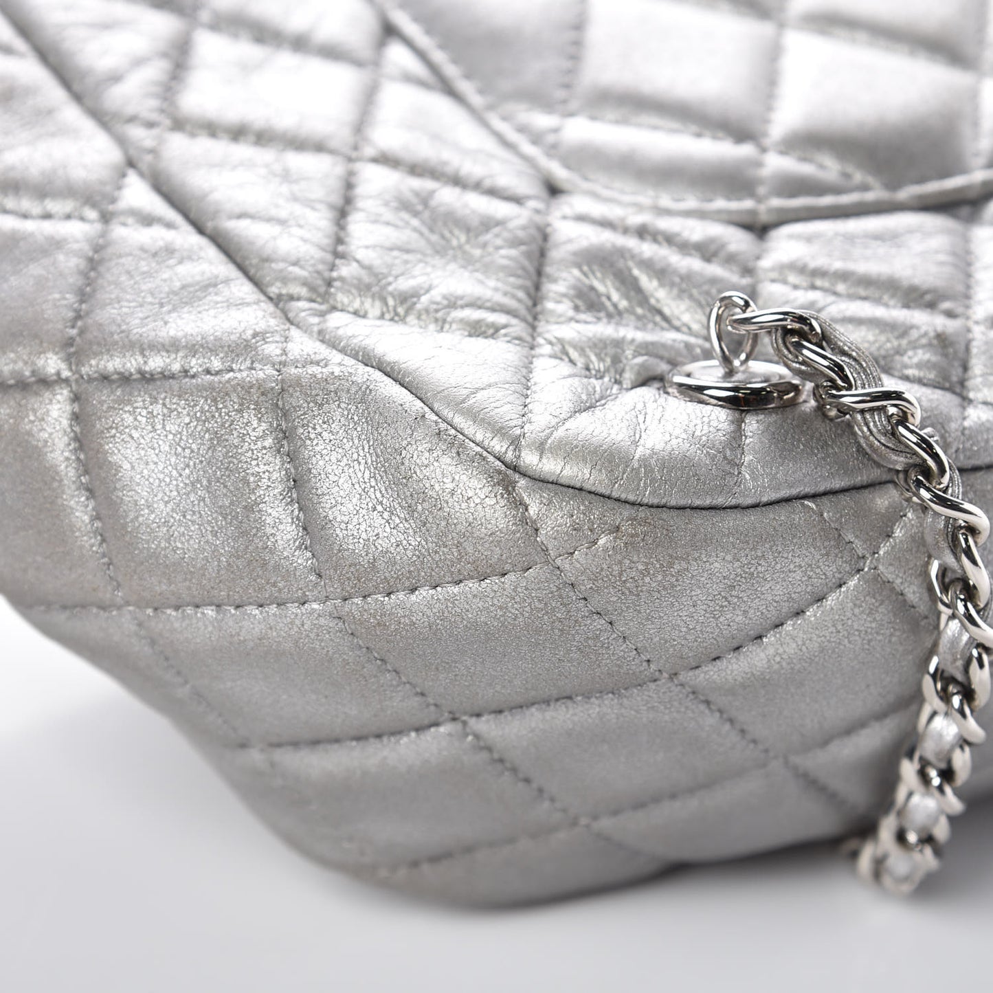 Metallic Lambskin Quilted Large In Seoul Backpack Silver