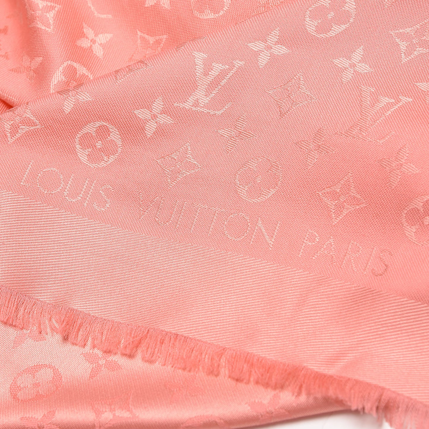 Silk Wool Monogram Shawl Corail