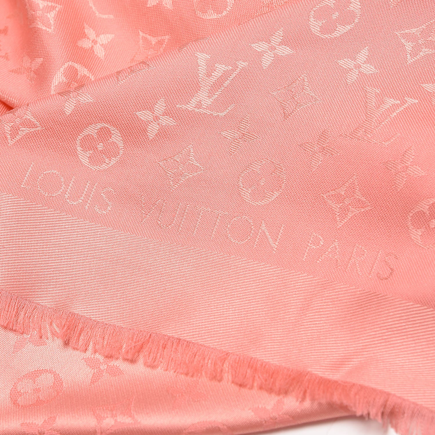 Louis Vuitton Silk Wool Monogram Shawl Corail 4 of 4