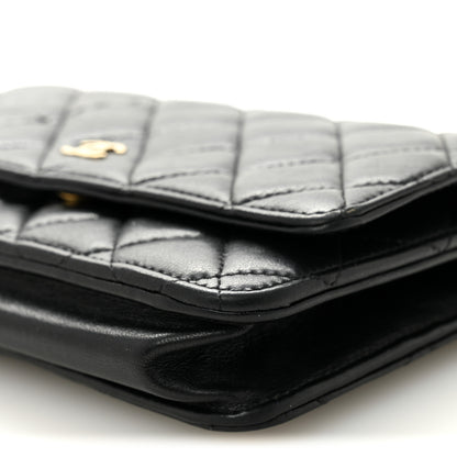 Chanel Lambskin Quilted Wallet On Chain WOC Black 11 of 13