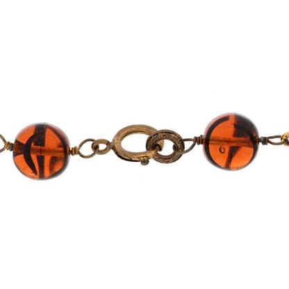 Chanel Bead Gripoix Poured Glass Pendant Necklace Gold Red Green 4 of 4
