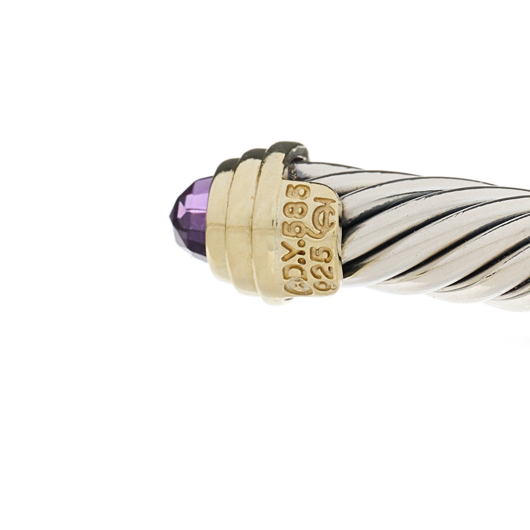 David Yurman Sterling Silver 14K Yellow Gold Amethyst 5mm Cable Classics Petite Color Bracelet 5 of 6