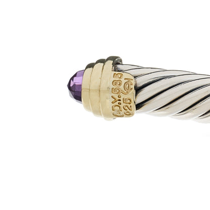 David Yurman Sterling Silver 14K Yellow Gold Amethyst 5mm Cable Classics Petite Color Bracelet 5 of 6