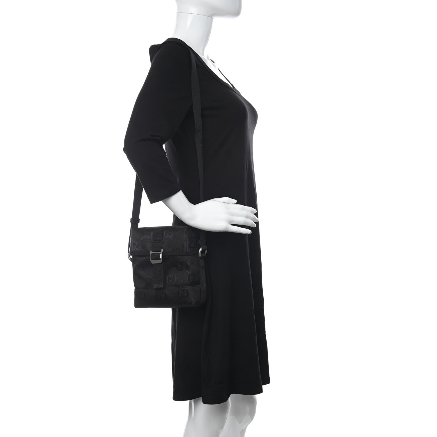 Gucci Econyl Nylon Monogram Off The Grid Messenger Bag Black 2 of 11