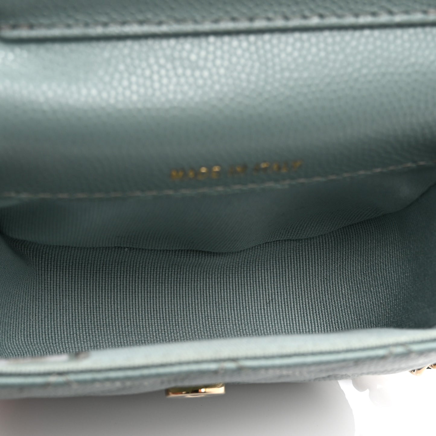 Caviar Quilted Mini Clutch With Chain Green