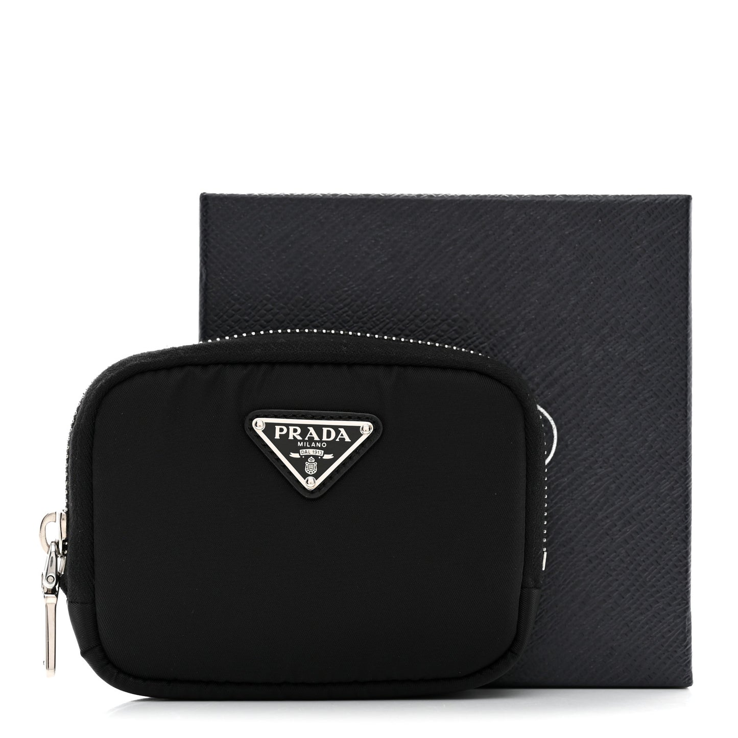 Tessuto Nylon Compact Zip Around Coin Pouch Black