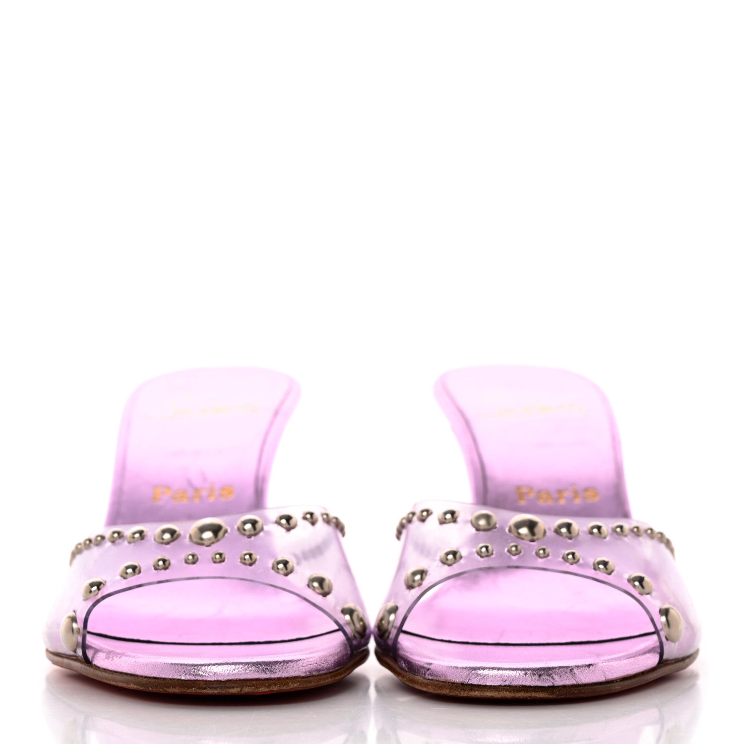 Christian Louboutin Metallic PVC Just Nothing 85 Slide Sandals 40 Pink 2 of 13