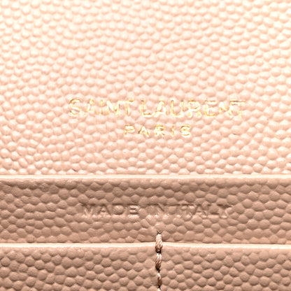 Saint Laurent Grain De Poudre Matelasse Chevron Monogram Flap Wallet Dark Beige 6 of 7