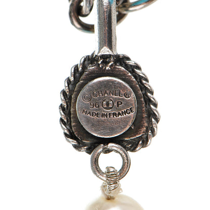 Chanel Baroque Pearl Short Necklace Silver Blue 3 of 5