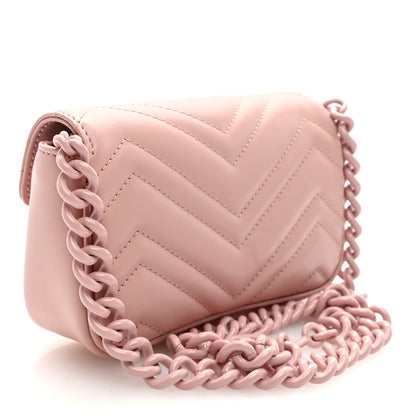 Gucci Calfskin Matelasse Monochrome GG Marmont Chain Belt Bag Perfect Pink 3 of 11