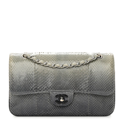 Chanel Metallic Snakeskin Medium Double Flap Light Blue 1 of 18