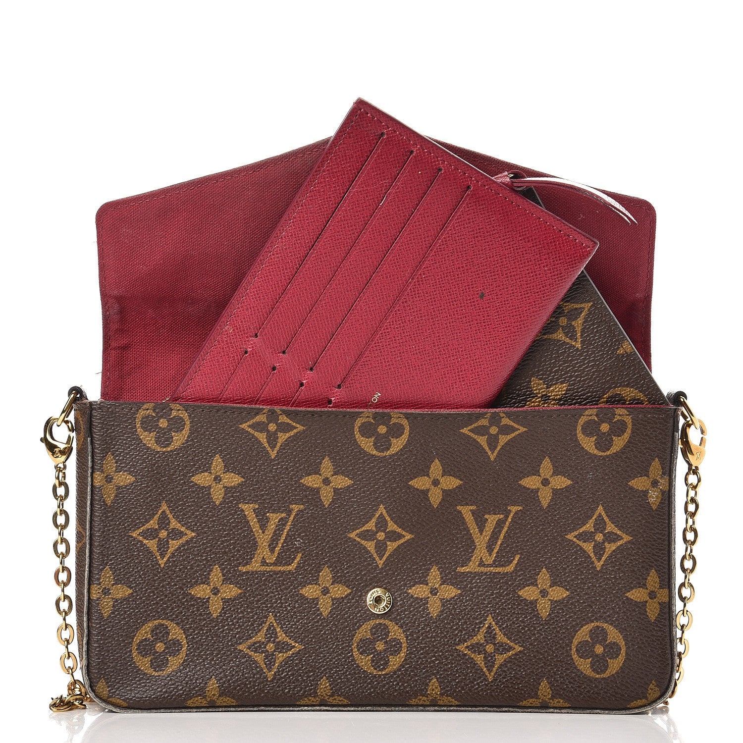 Louis Vuitton Monogram Pochette Felicie Chain Wallet Fuchsia 7 of 14