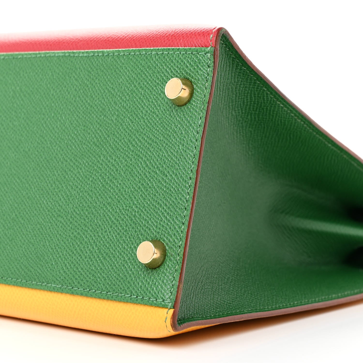 Hermes Courchevel Tri-Color Kelly Sellier 32 Rouge Vif Jaune Vert Bengale 10 of 12