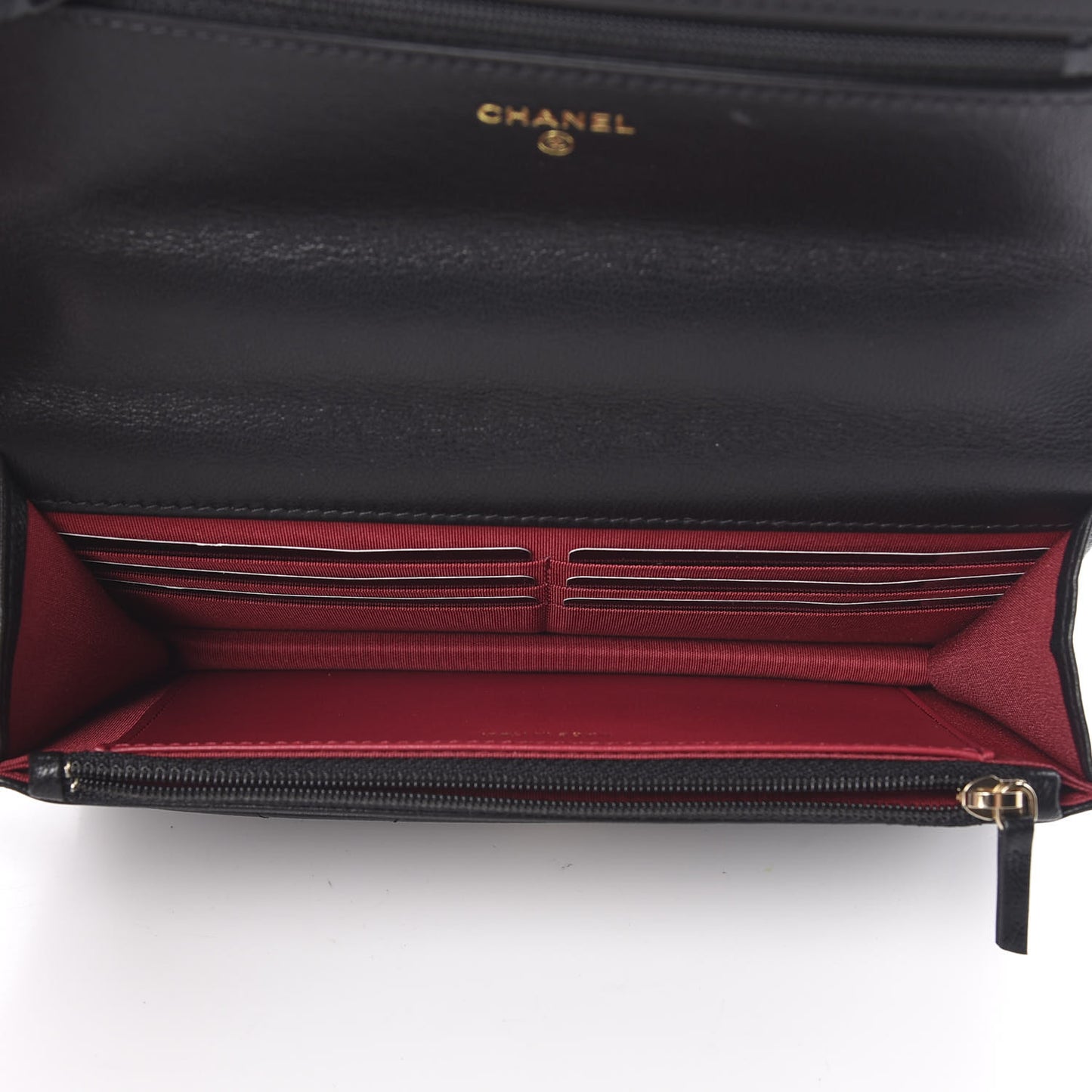Shiny Goatskin Quilted 19 Wallet On Chain WOC Black