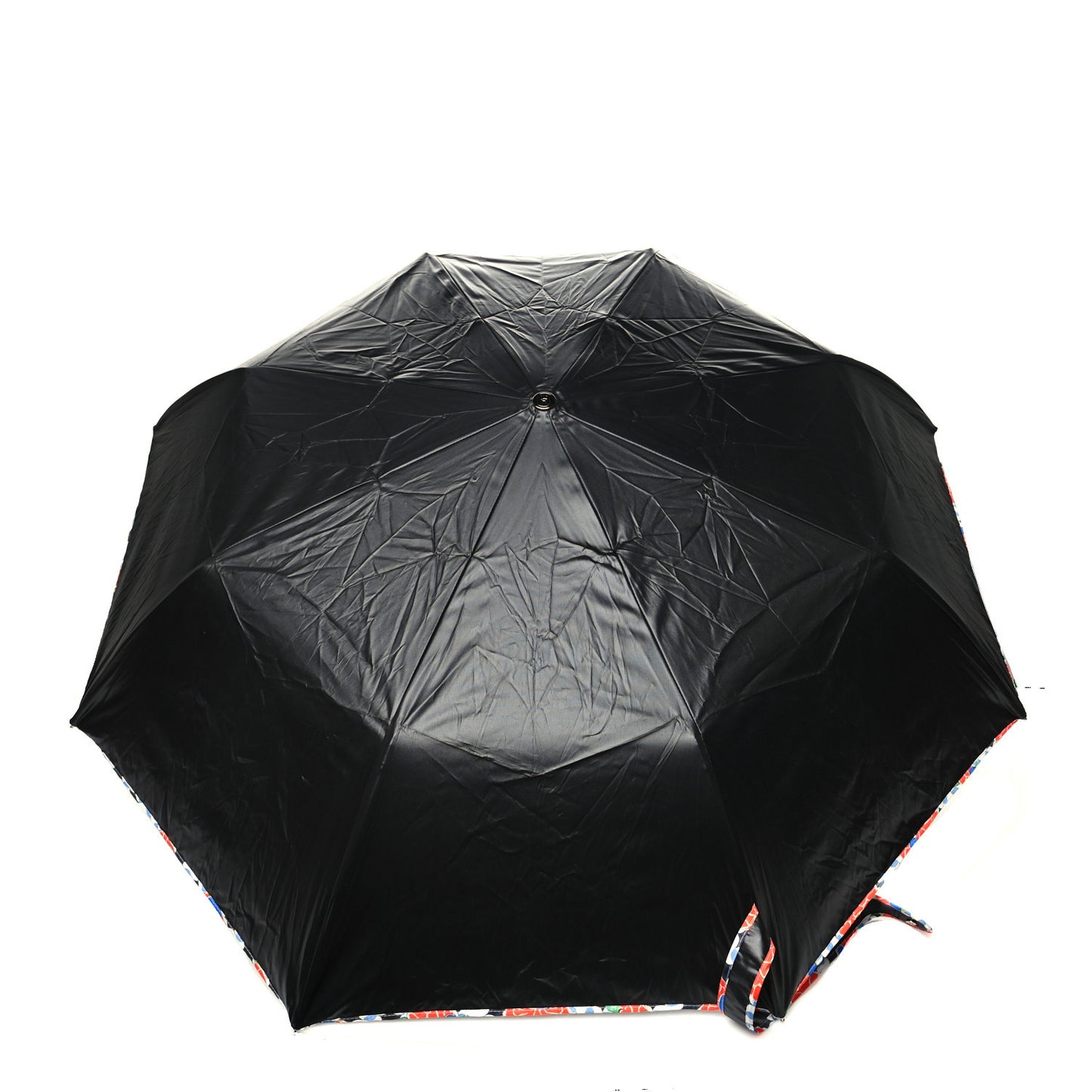 Nylon Quilted Umbrella With Case Black