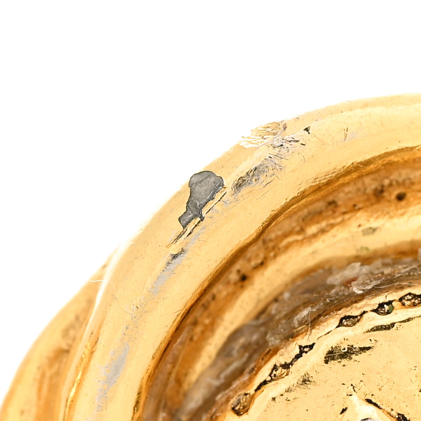Round CC Clip On Earrings Gold