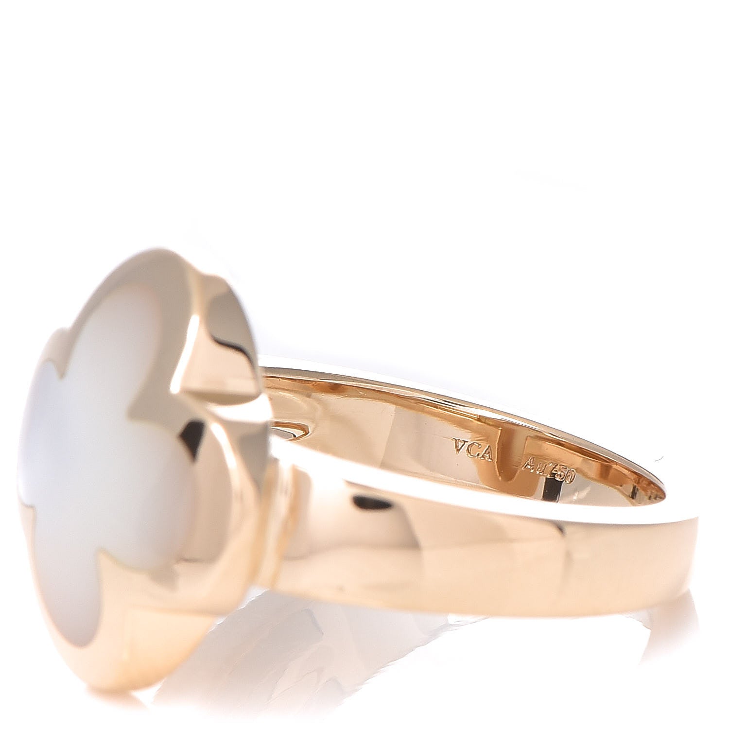 Van Cleef & Arpels 18K Yellow Gold Mother of Pearl Pure Alhambra Ring 54 6.75 5 of 7