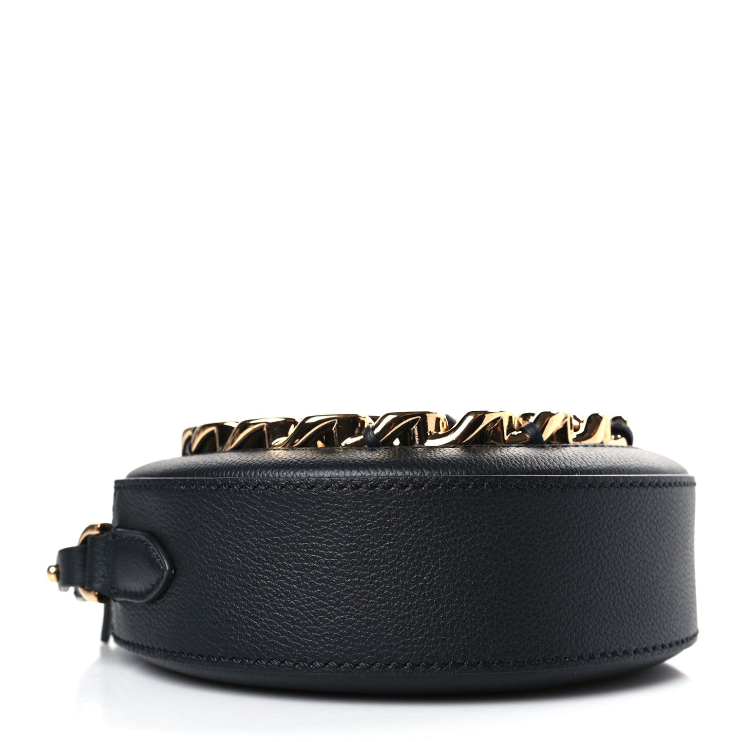 Grained Calfskin Mini La Medusa Disco Round Crossbody Bag Black