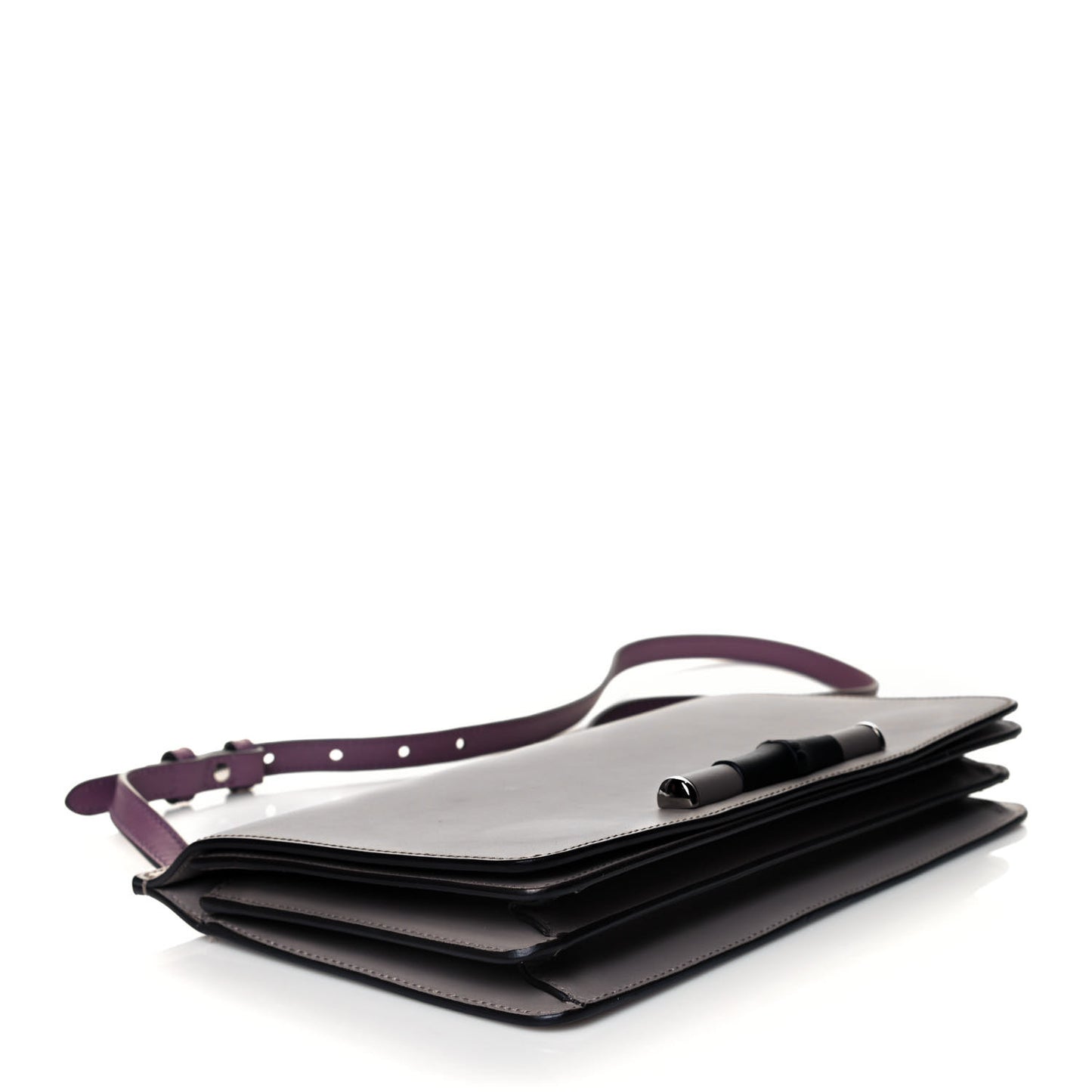 Calfskin Lady Bamboo Shoulder Bag Grey