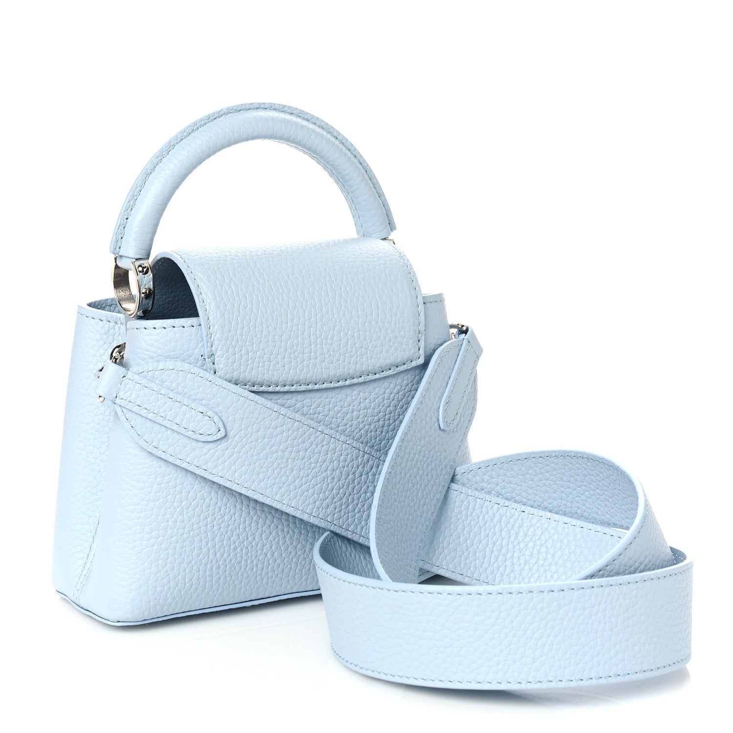 Louis Vuitton LV X YK Taurillon Inlaid Kusama Flowers Mini Capucines Pale Blue 3 of 8