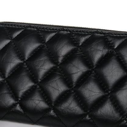 Chanel Aged Calfskin Quilted Small Lucky Charms 2.55 Reissue Zip Around Wallet Black 17 of 17