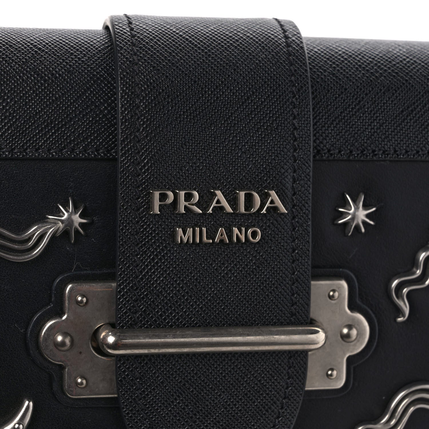Prada City Calf Saffiano Cahier Astrology Bag Black 7 of 13