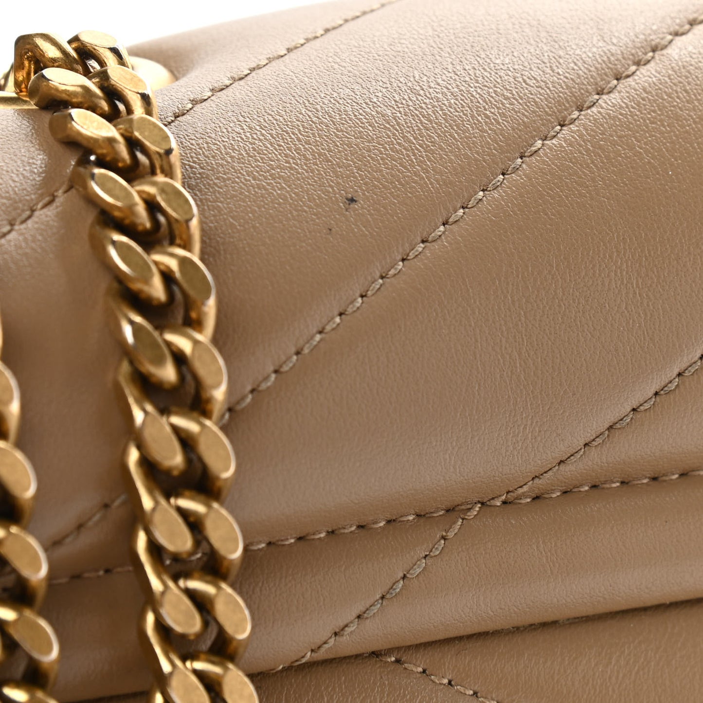Calfskin Y Quilted Monogram Medium Loulou Chain Satchel Dark Latte