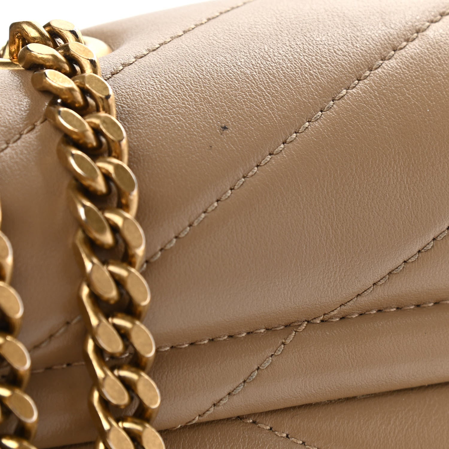 Saint Laurent Calfskin Y Quilted Monogram Medium Loulou Chain Satchel Dark Latte 12 of 12